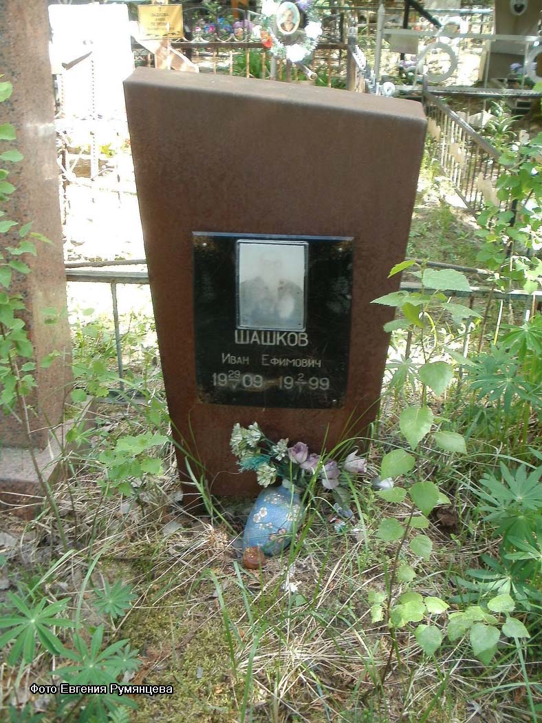 Московская область, Пушкинский район, Невзоровское кладбище (уч. № 17). Старое надгробие на могиле И.Е. Шашкова (май 2012 года)