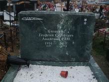 (увеличить фото) г. Москва, Троекуровское кладбище (уч. № 25а), могила Г.С. Бюшгенса после установки надгробия (ноябрь 2014 года)