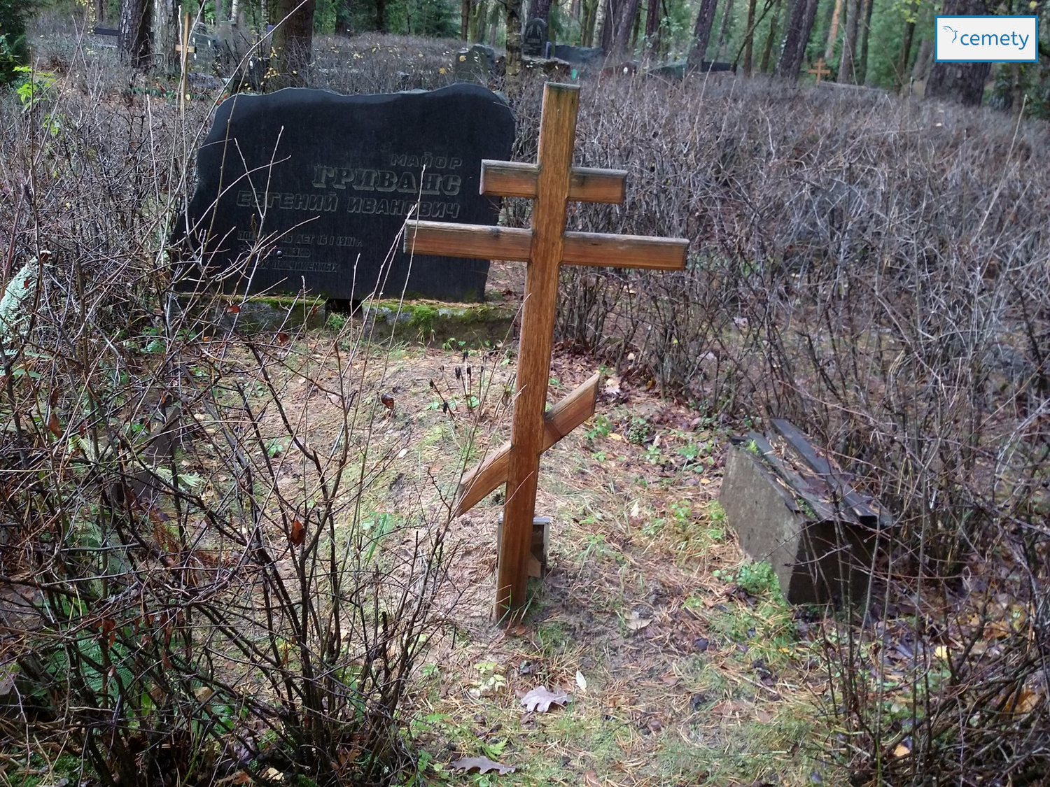 Латвия, г. Рига, Лесное кладбище. Надгробие на могиле Е.И. Гриванса (сайт "Сemety")