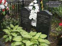 (увеличить фото) г. Москва, Введенское кладбище (уч. № 4). Надгробия на месте захоронения урны с прахом В.И. Краснова и на могилах членов его семьи (июнь 2017 года)