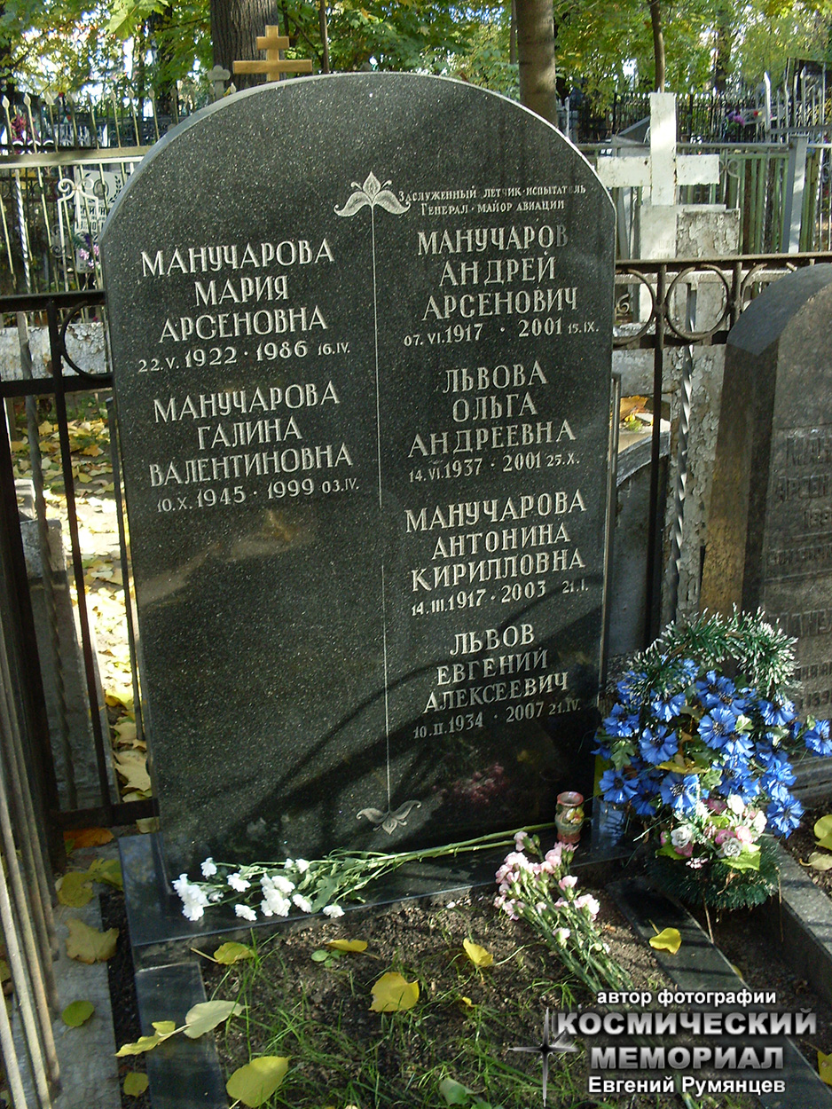г. Москва, Ваганьковское кладбище (уч. № 5). Надгробие на могилах членов семьи Манучаровых - Львовых (июнь 2009 года)